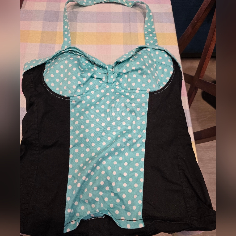 Royal Bones Polka Dot Halter Top XL